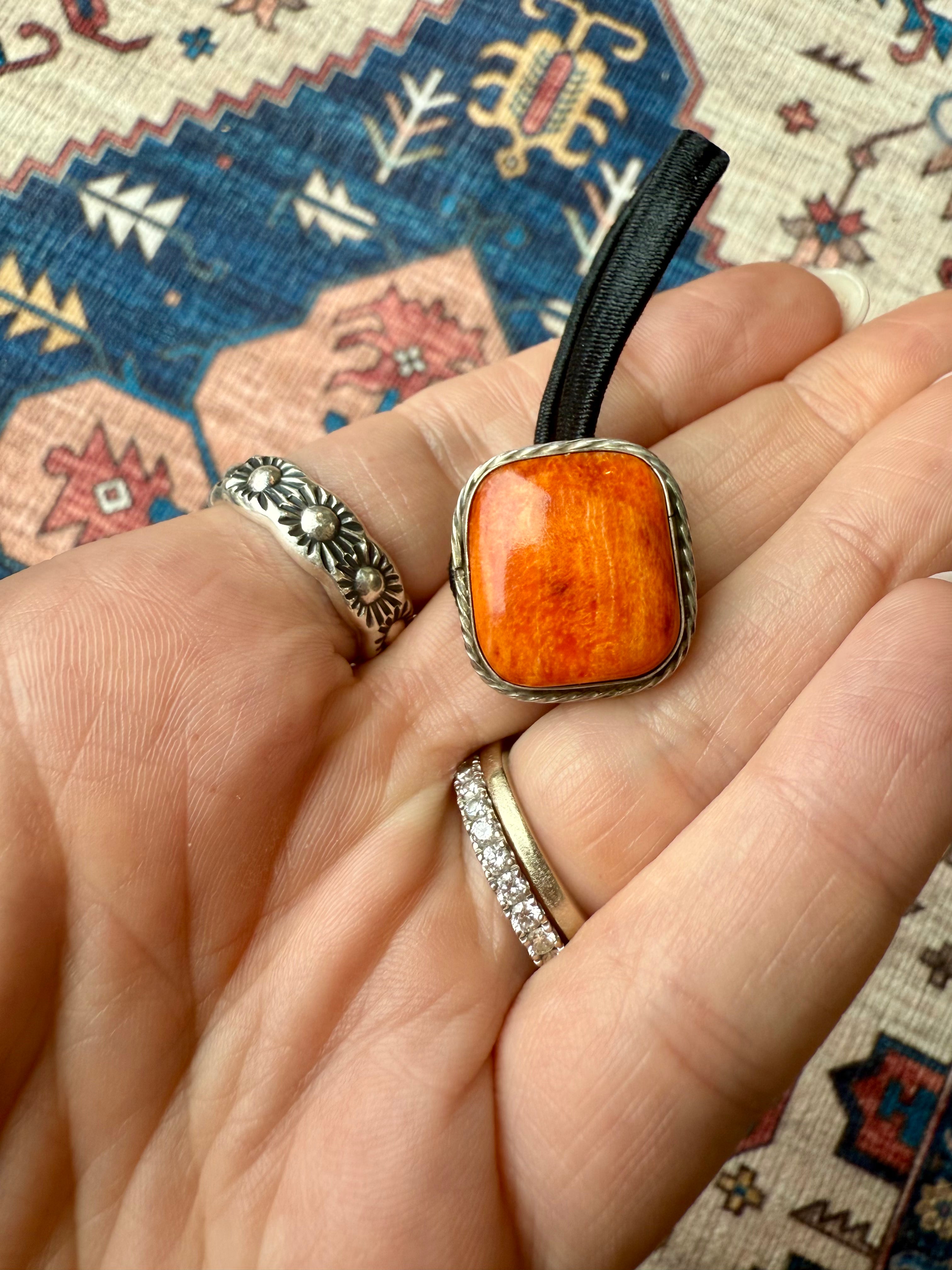 Orange Spiny Hair Tie