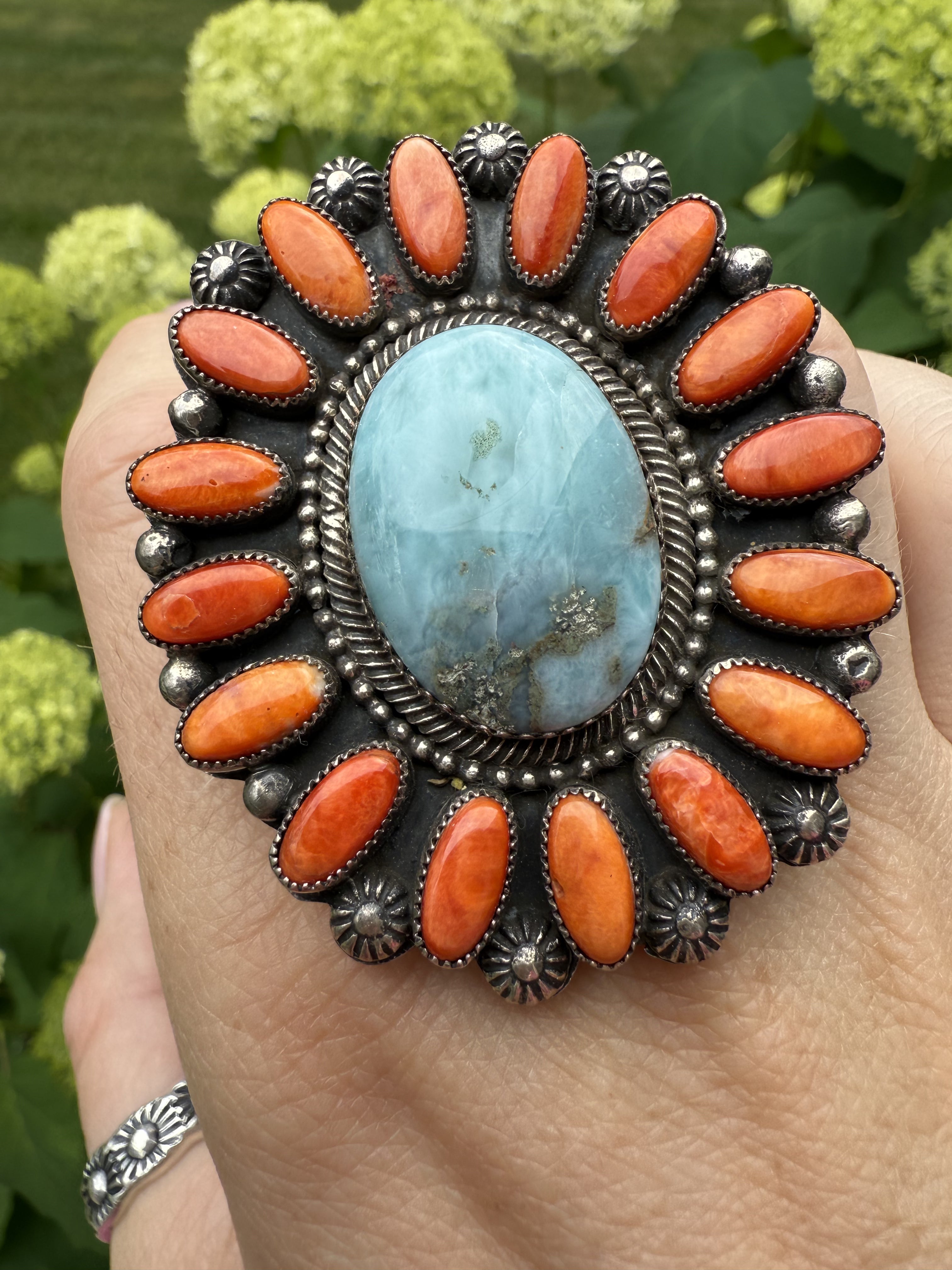 Larimar and Spiny Hemerson Brown Ring